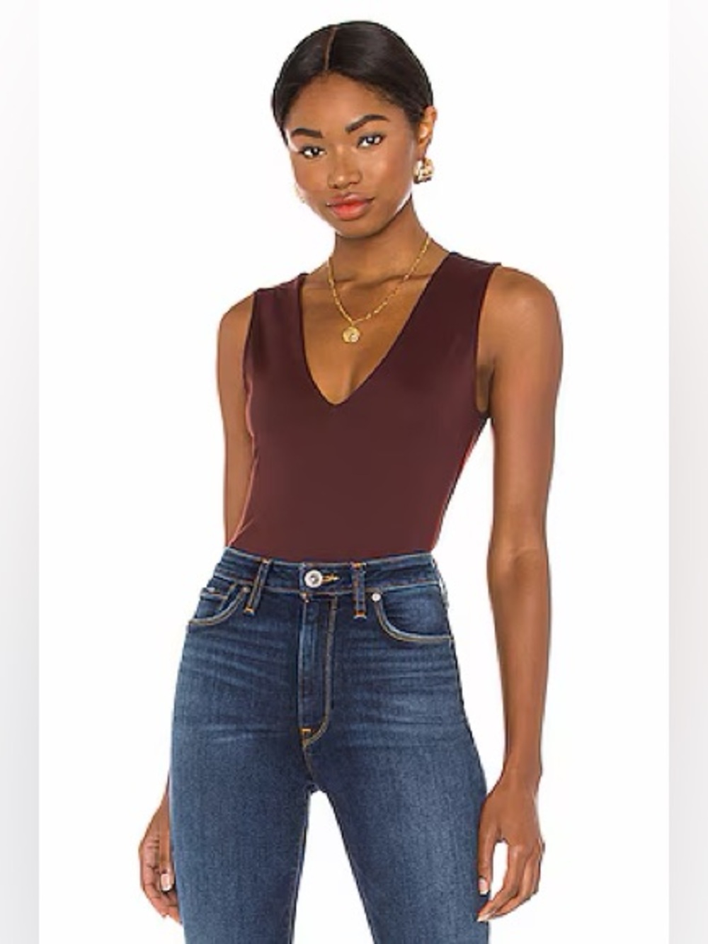 X REVOLVE Keep It Sleek Bodysuit in Bitter Chocolate FREE PEOPLE